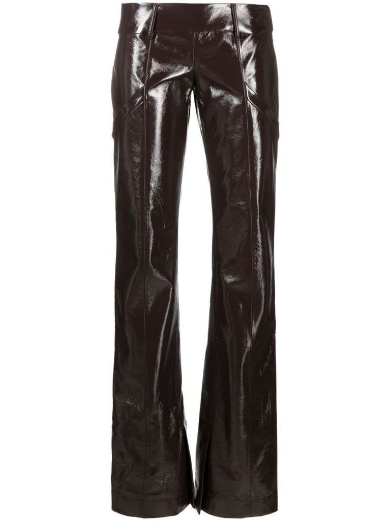 Brown Eco Crinkle Vinyl Trousers