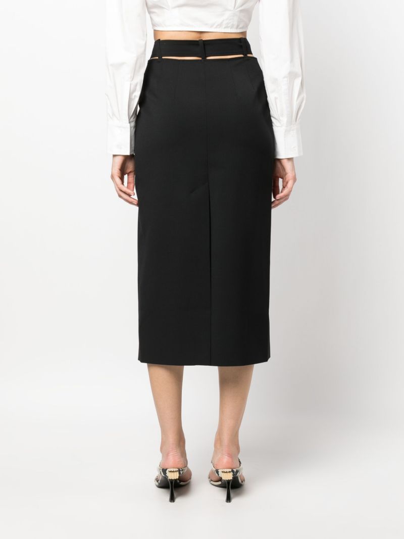 Black Belted Midi Skirt