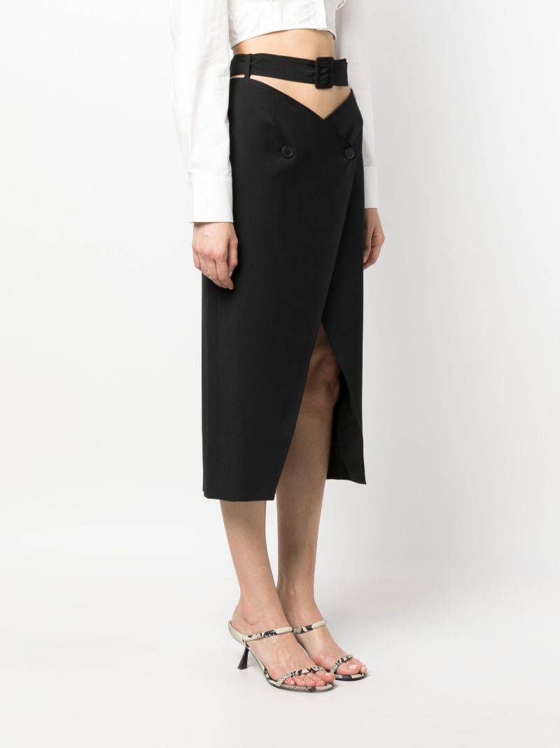 Black Belted Midi Skirt