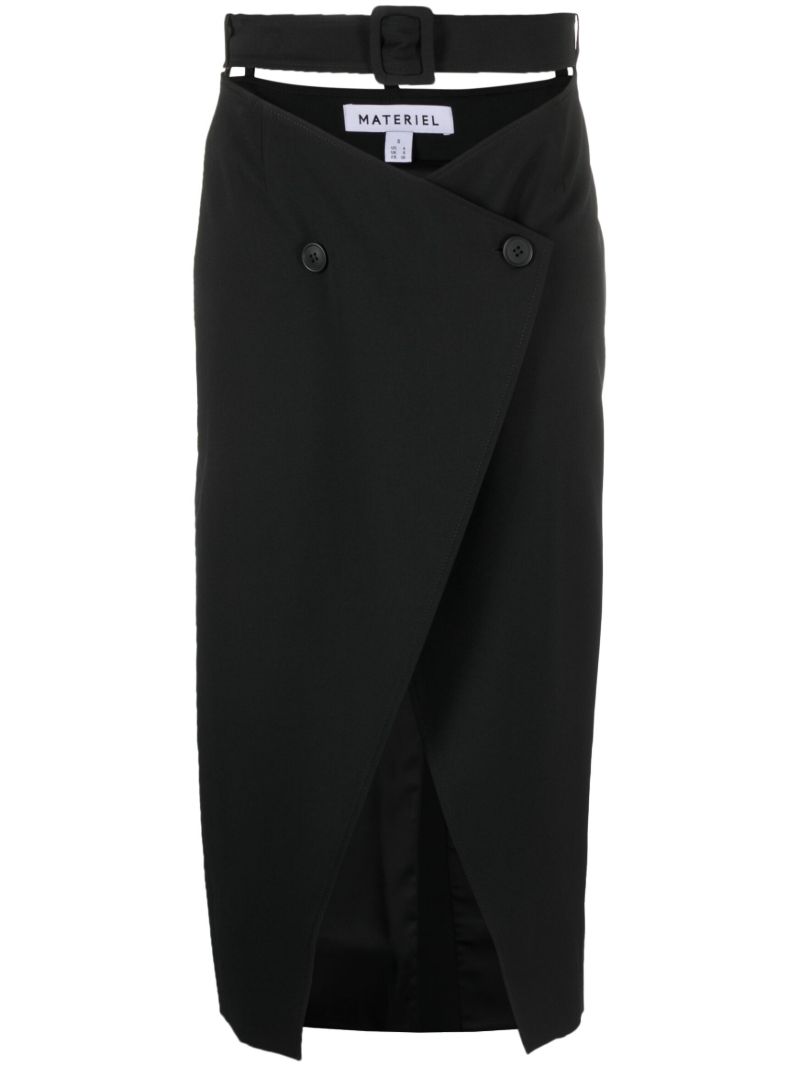 Black Belted Midi Skirt