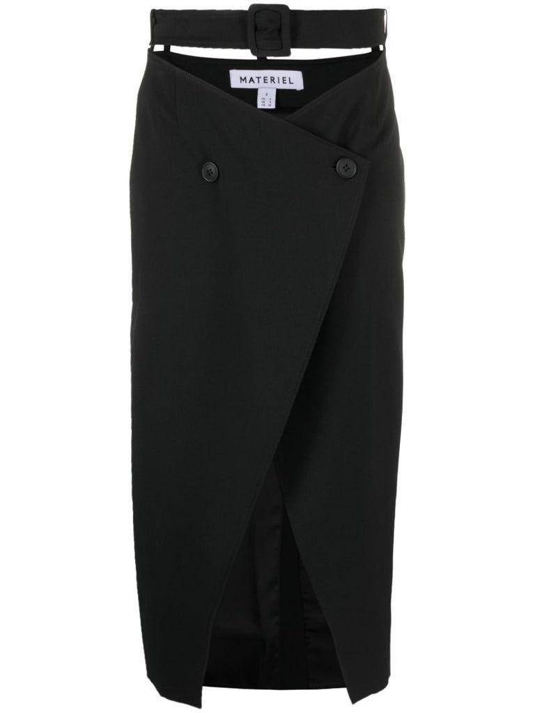 Black Belted Midi Skirt