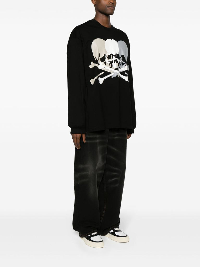 Black Triple Logo-print Cotton T-shirt