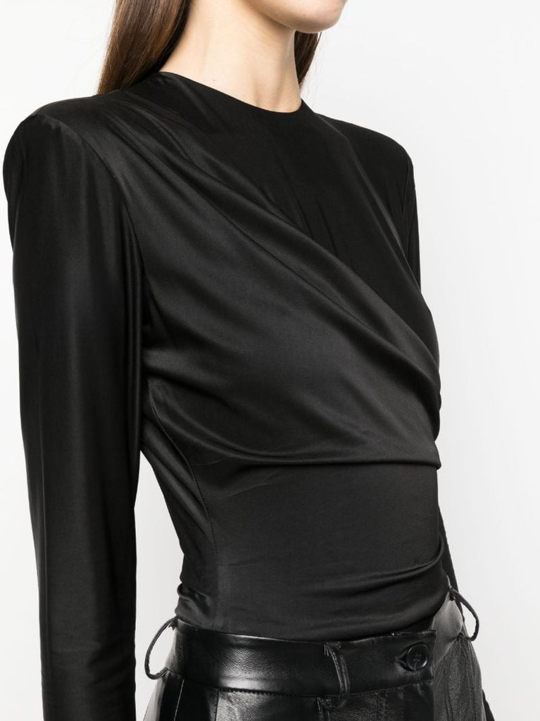 Black Draped Bodysuit