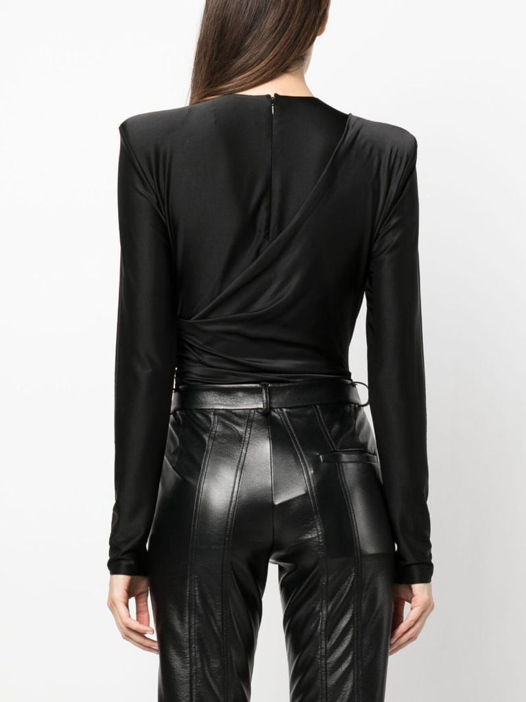 Black Draped Bodysuit