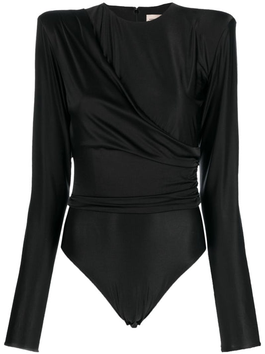 Black Draped Bodysuit