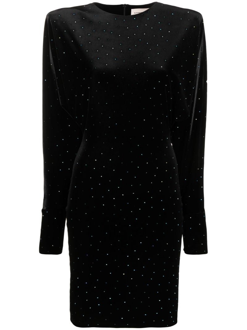 Black Crystal Velvet Mini Dress