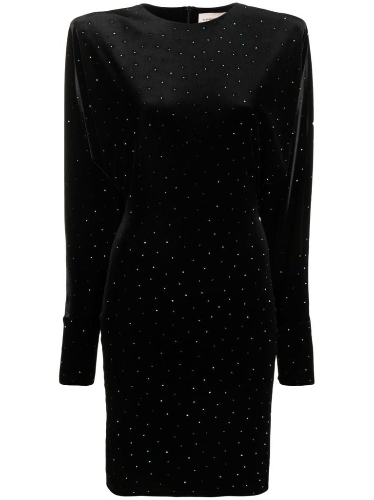Black Crystal Velvet Mini Dress