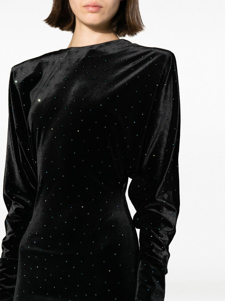 Black Crystal Velvet Mini Dress