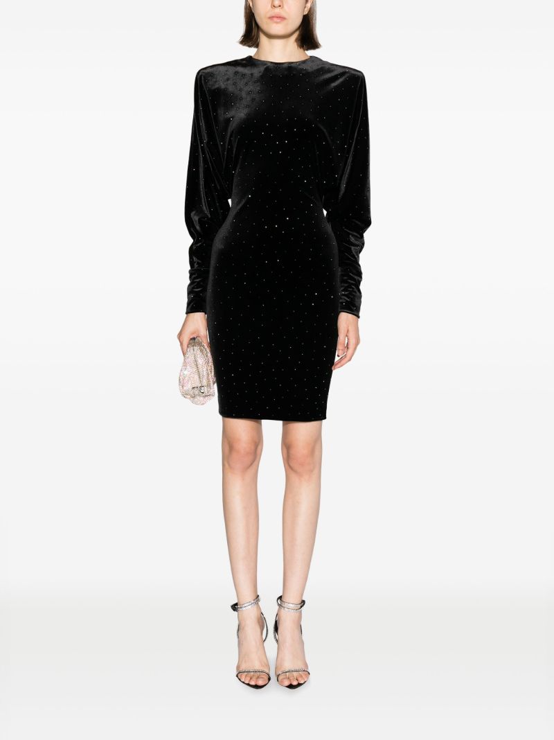 Black Crystal Velvet Mini Dress