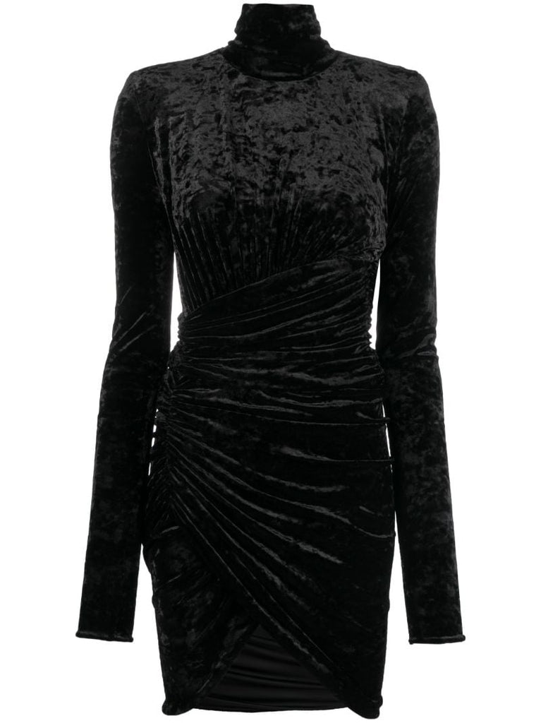 Black Asymmetric Velvet Mini Dress