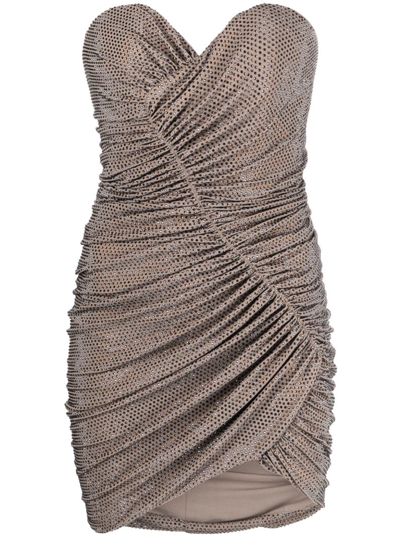 Grey Rhinestone-embellished Mini Dress