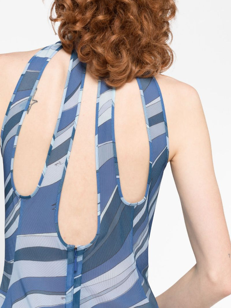 Blue Fiamme-print Maxi Dress