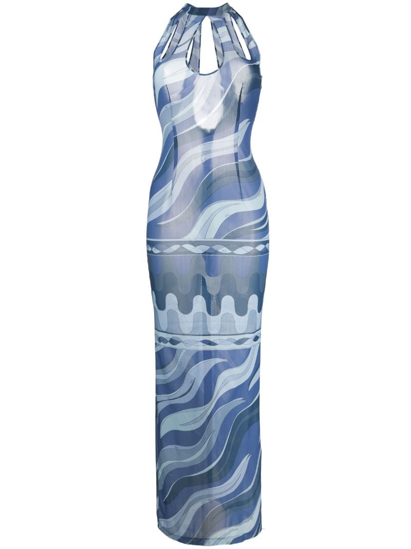 Blue Fiamme-print Maxi Dress
