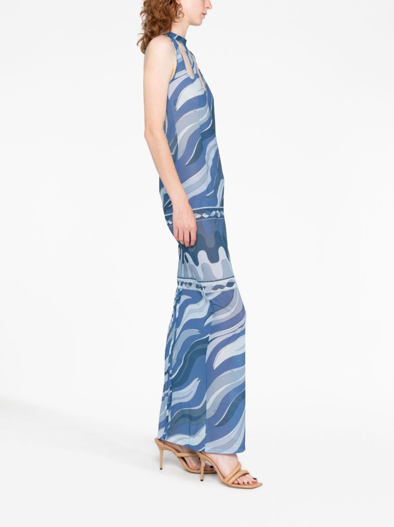 Blue Fiamme-print Maxi Dress