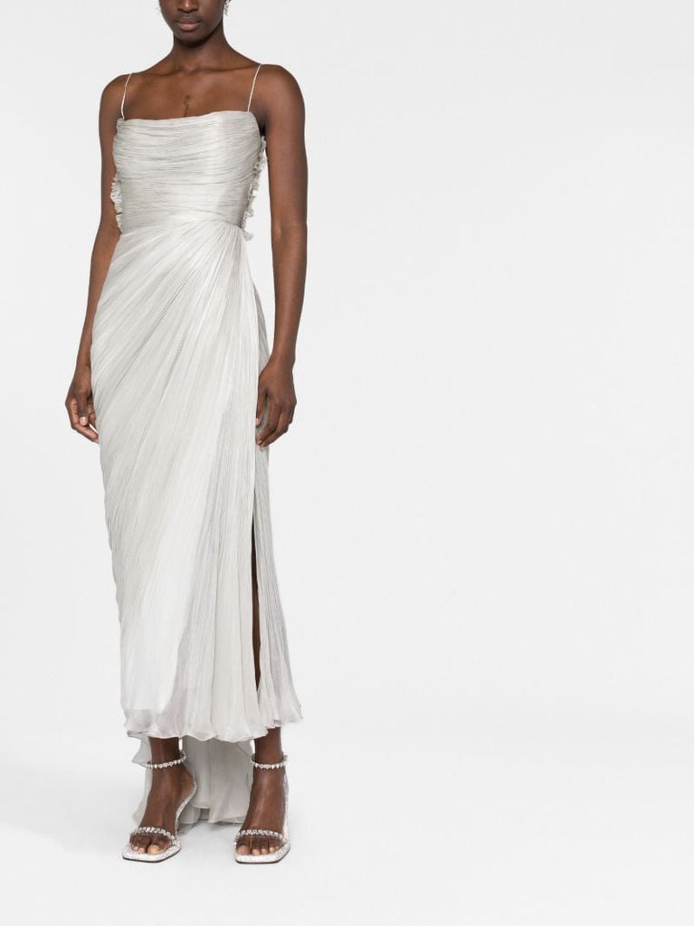 Grey Sonia Draped Silk Gown