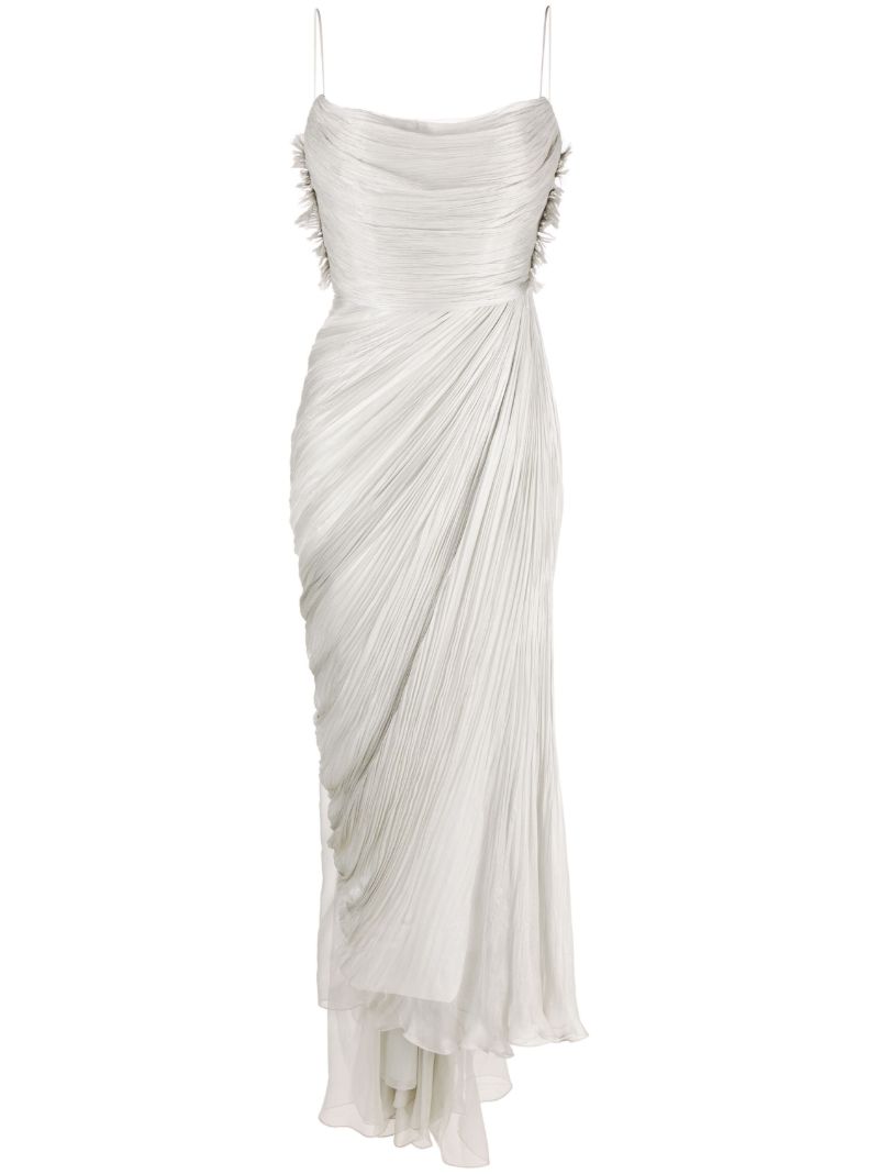 Grey Sonia Draped Silk Gown