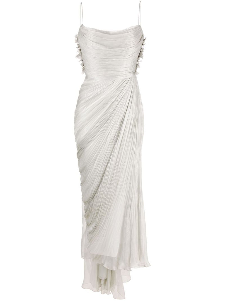 Grey Sonia Draped Silk Gown