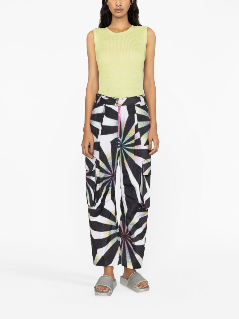 Black Halftone Fractal-print Cargo Trousers
