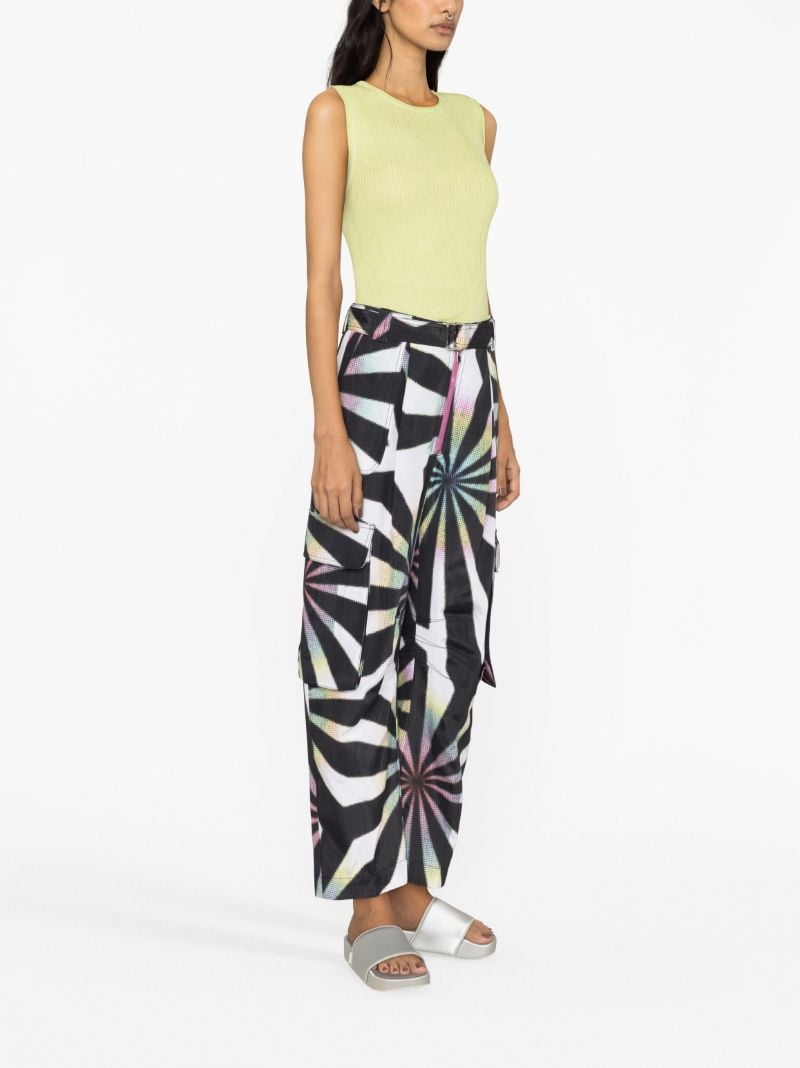 Black Halftone Fractal-print Cargo Trousers