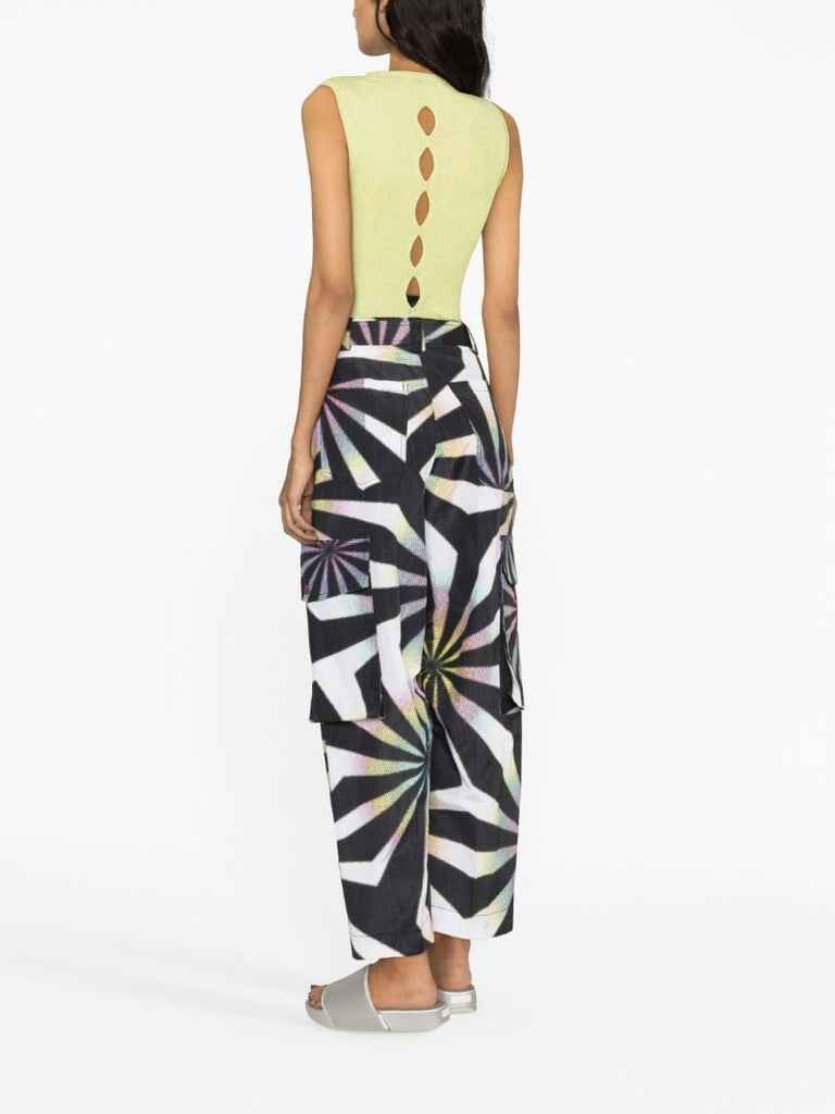 Black Halftone Fractal-print Cargo Trousers