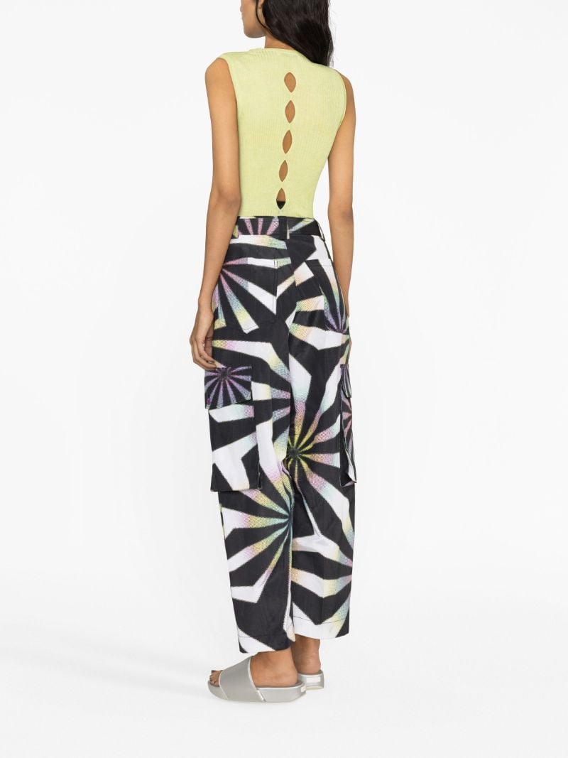 Black Halftone Fractal-print Cargo Trousers