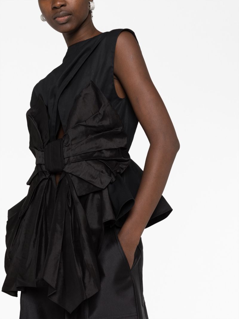 Black Gathered Detail Top