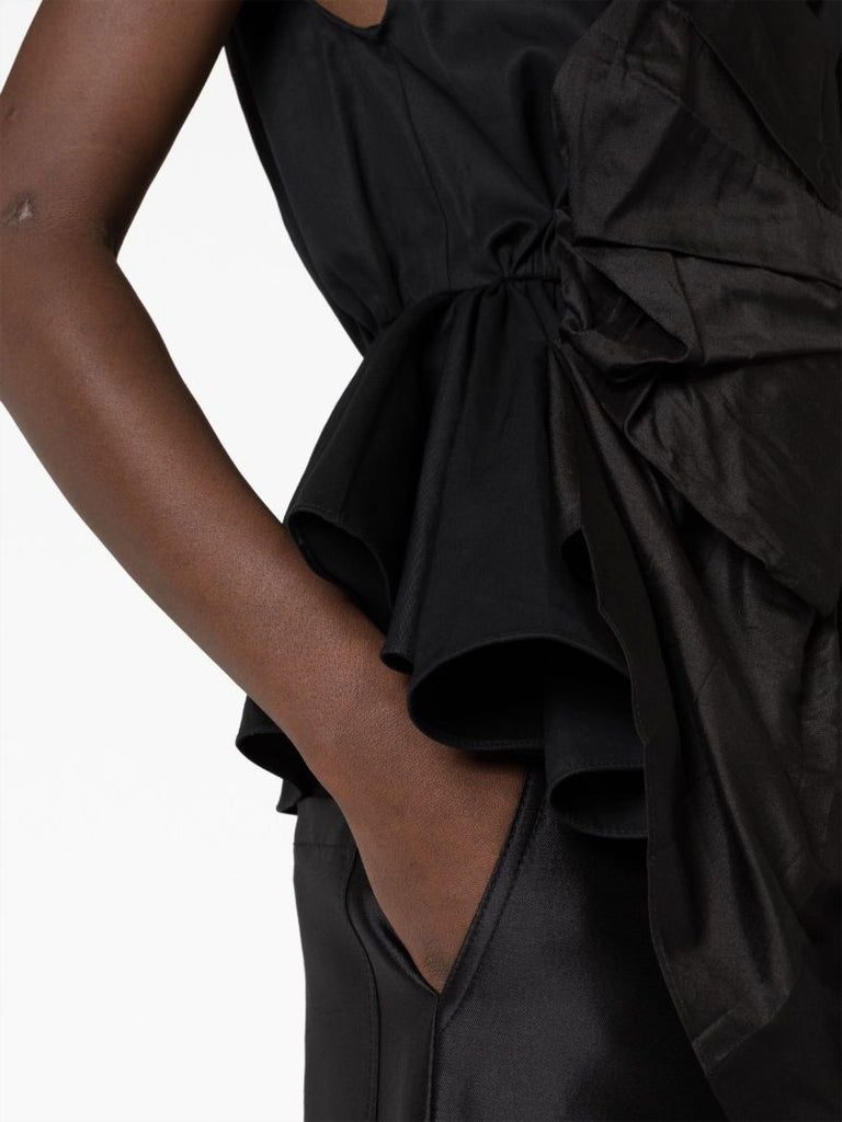 Black Gathered Detail Top