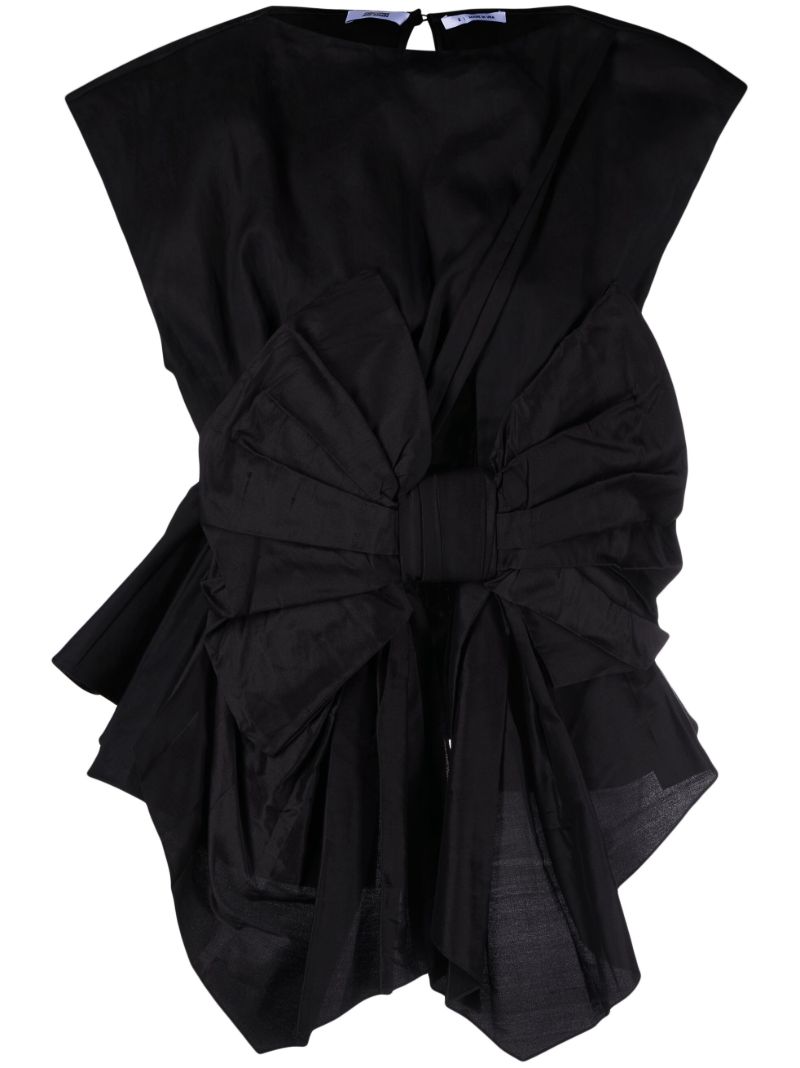 Black Gathered Detail Top