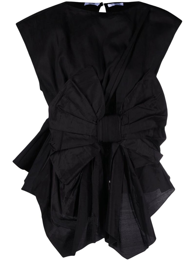 Black Gathered Detail Top