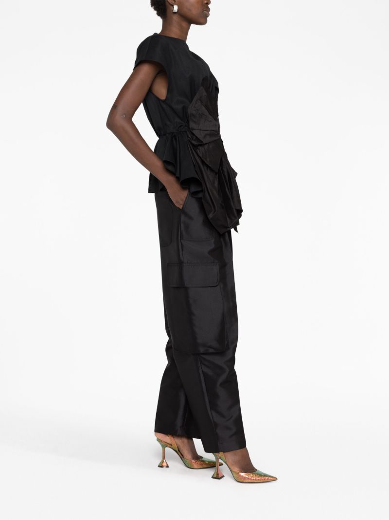 Black Gathered Detail Top