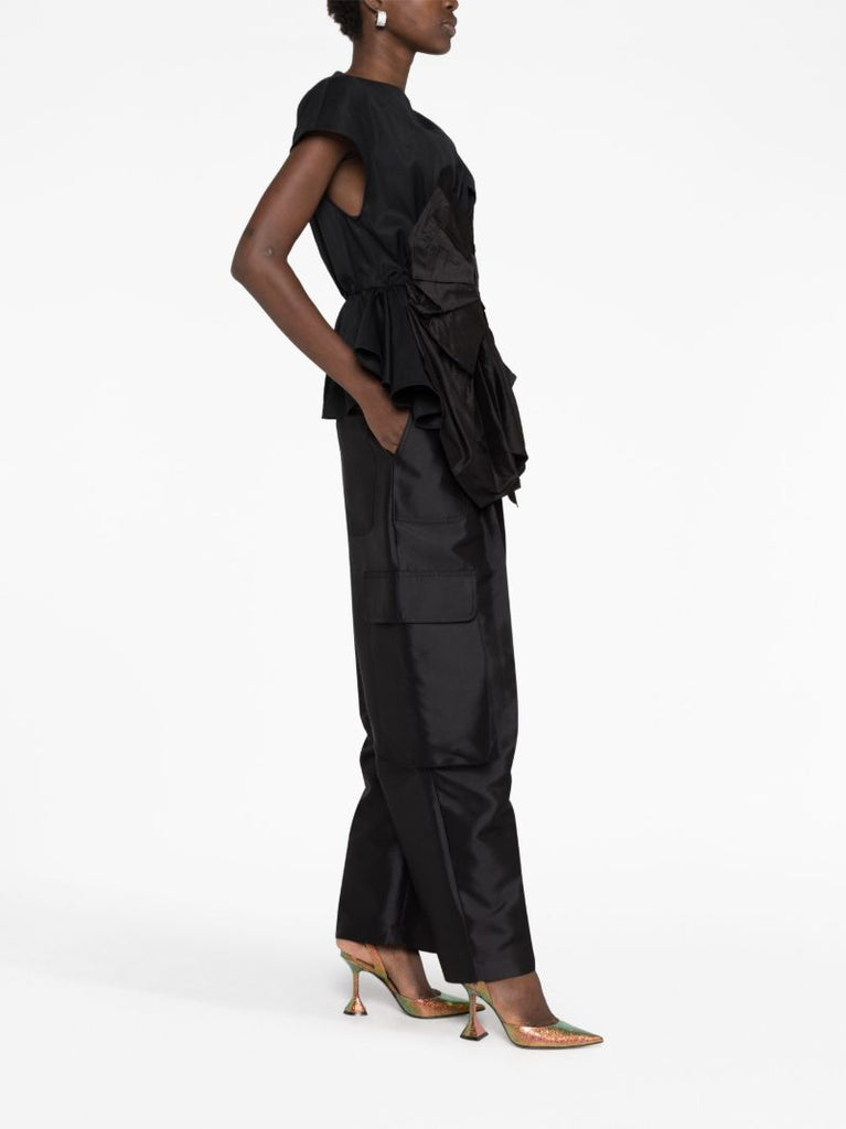 Black Gathered Detail Top