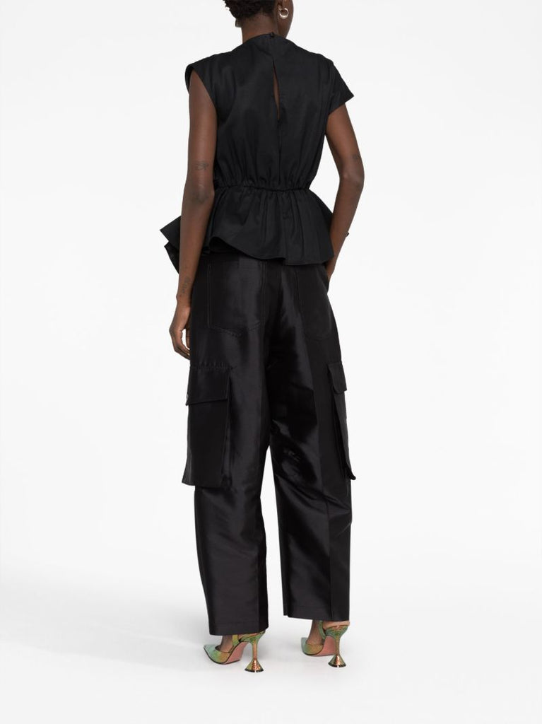 Black Gathered Detail Top