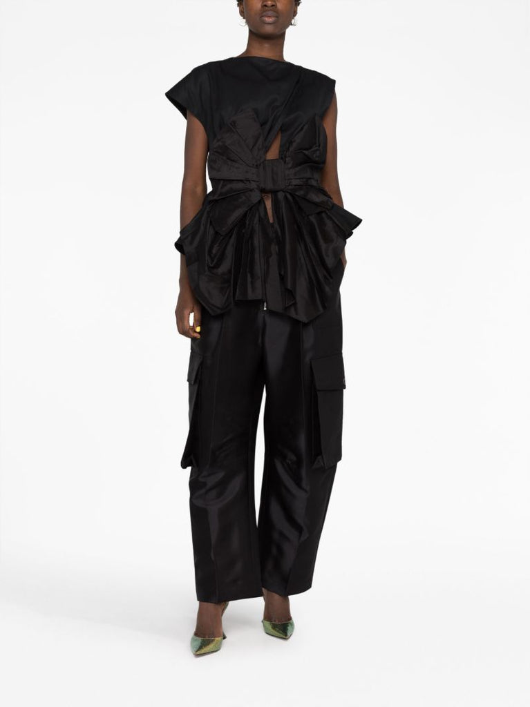Black Gathered Detail Top