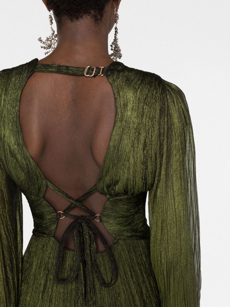 Green Ellie Plunge Neck Dress