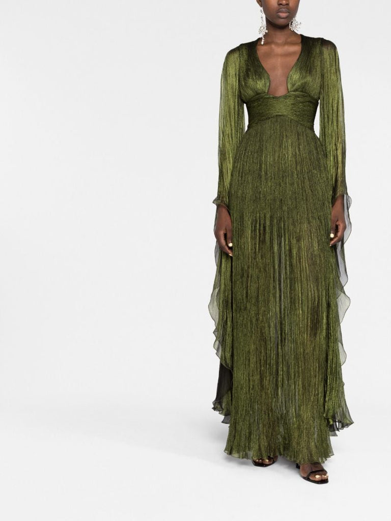 Green Ellie Plunge Neck Dress
