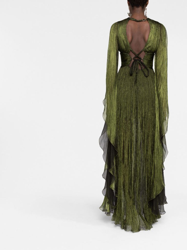 Green Ellie Plunge Neck Dress