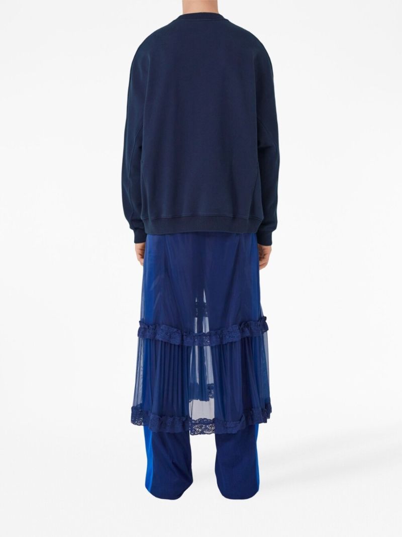 Blue Slogan Print Cotton Sweatshirt