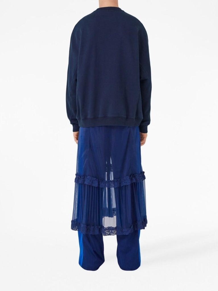 Blue Slogan Print Cotton Sweatshirt