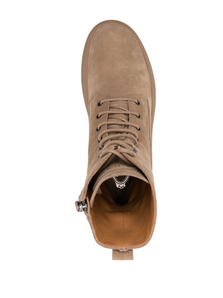Beige Stivaletto Stringato Suede Ankle Boots
