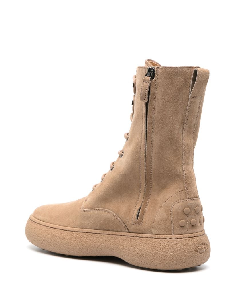 Beige Stivaletto Stringato Suede Ankle Boots