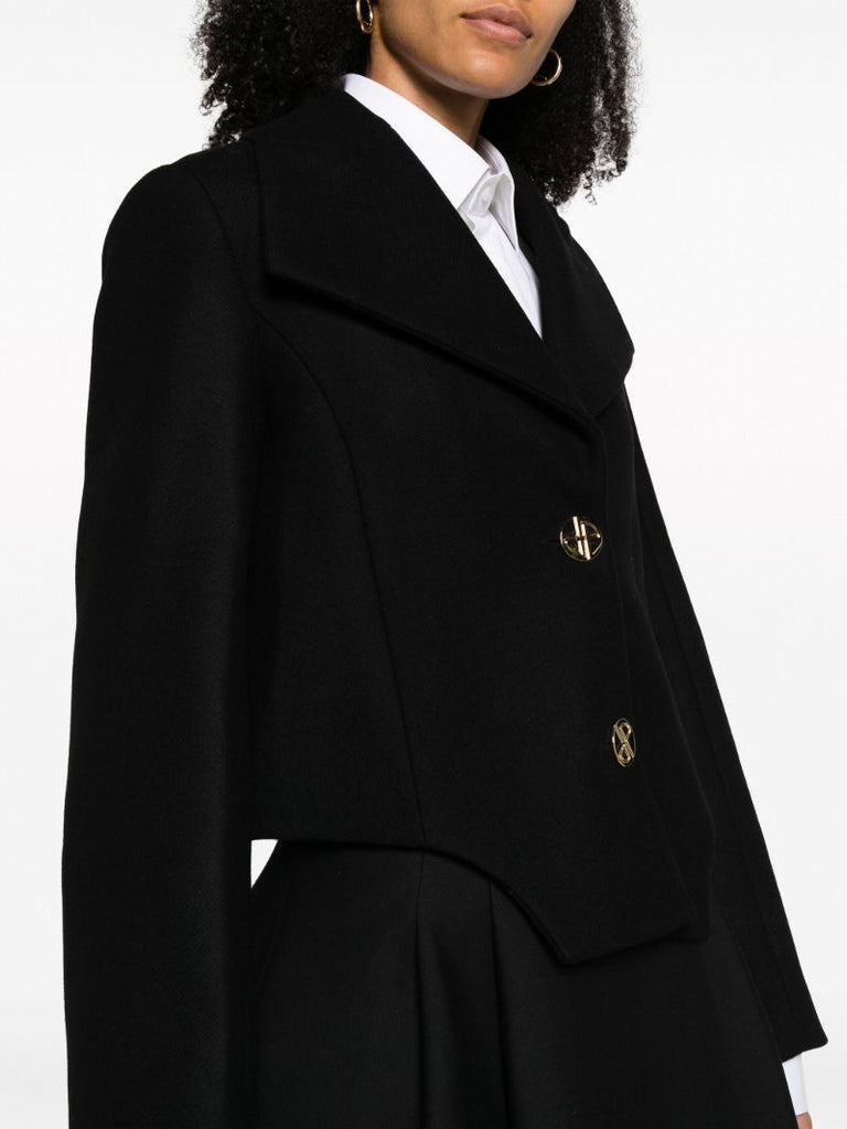 Black Spencer Cropped Wool Jacket