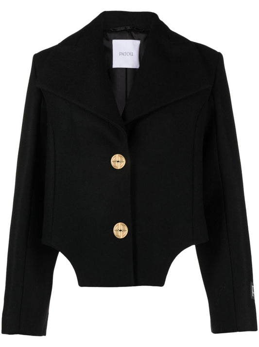 Black Spencer Cropped Wool Jacket