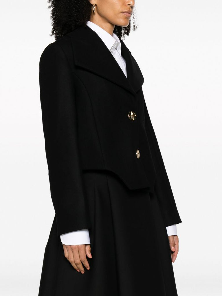 Black Spencer Cropped Wool Jacket