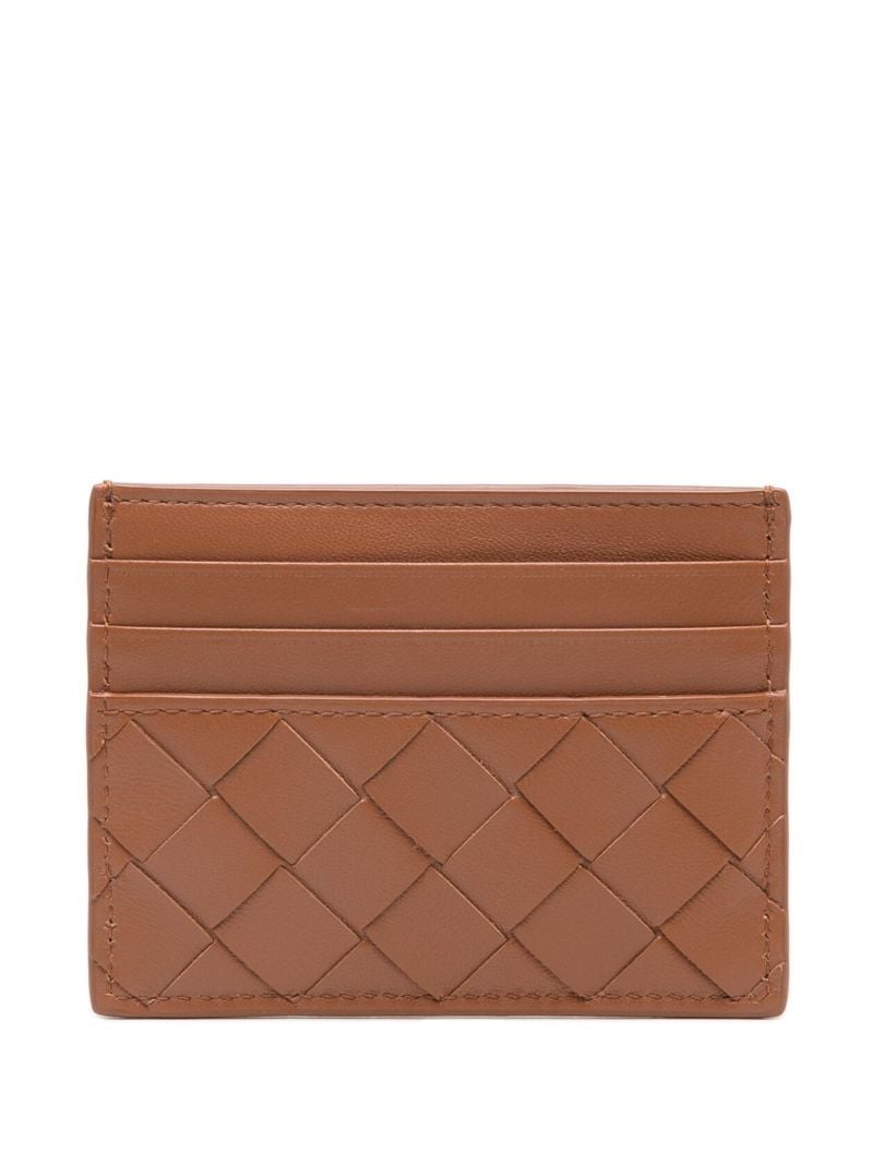Brown Intrecciato Leather Cardholder