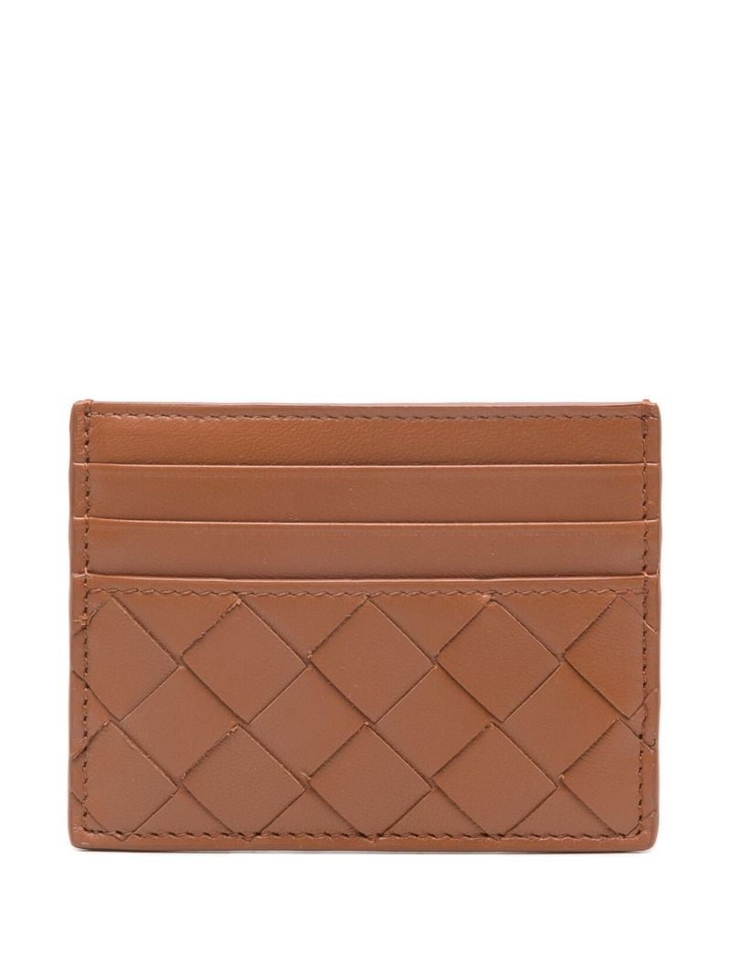 Brown Intrecciato Leather Cardholder