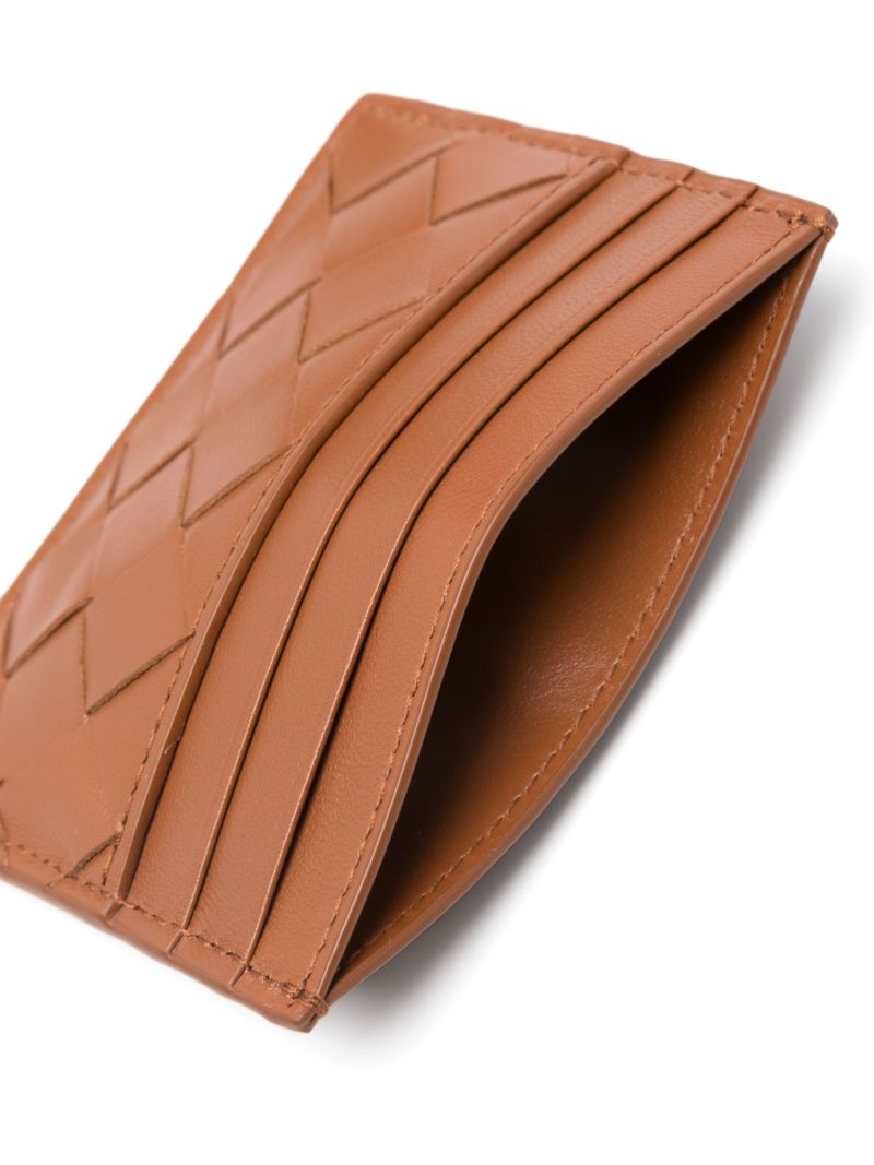 Brown Intrecciato Leather Cardholder