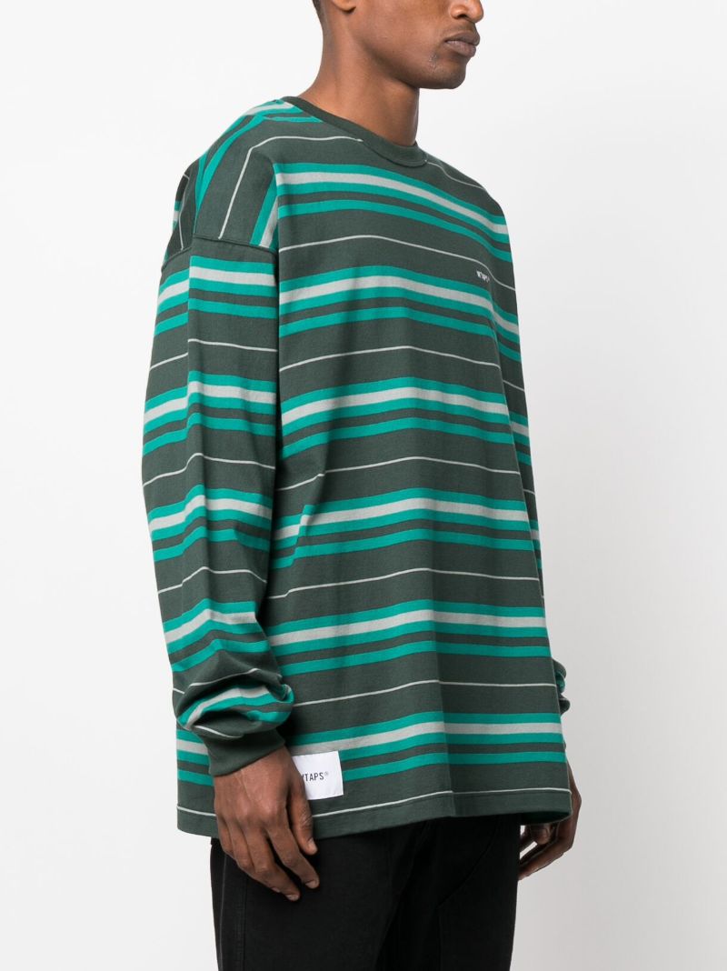 Green Striped Cotton T-shirt
