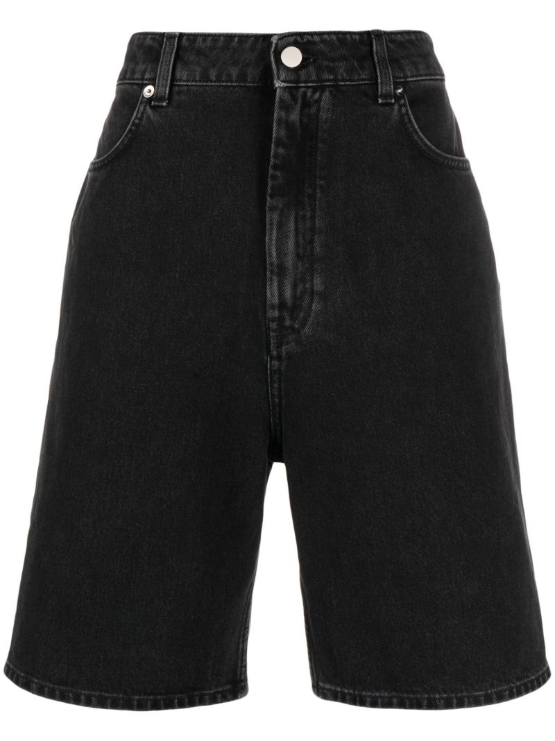 Grey High-waist Denim Shorts