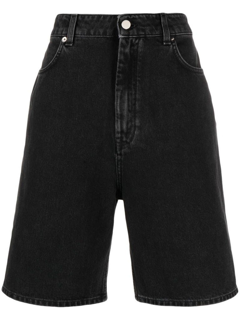 Grey High-waist Denim Shorts