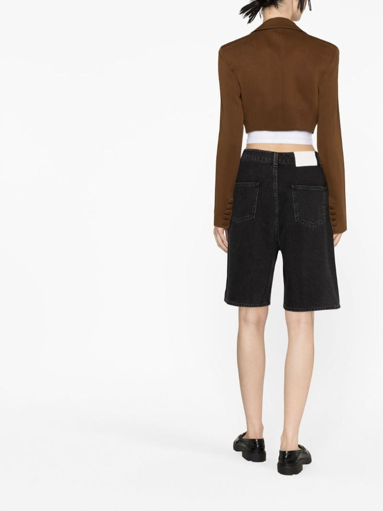 Grey High-waist Denim Shorts